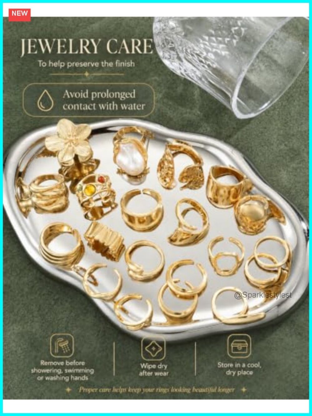 20pc Gold Plated Stacking Rings Set Chunky Boho Statement Rings - Picture 4 of 6